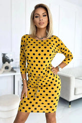 Numoco sporty dress with front tie, pockets and 3/4 sleeves  Adomoo
